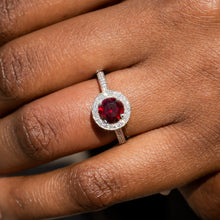 Rubellite Diamond Halo Ring