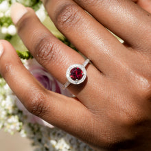 Rubellite Diamond Halo Ring