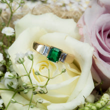 Emerald & with Baguette Cut Diamond Ring