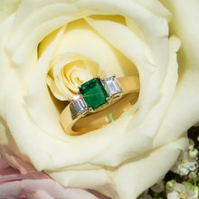 Emerald & with Baguette Cut Diamond Ring